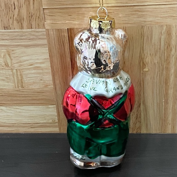 2002 Handblown Mercury Glass Bear Personalized Ornament - Picture 8 of 13